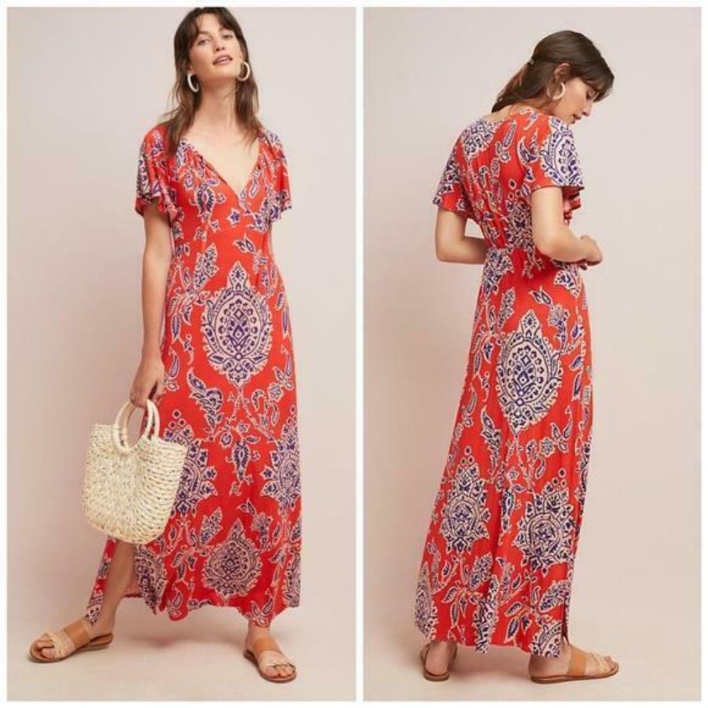 Anthropologie Akemi + Kin Correia Maxi Dress Multicolor Floral Size X-Small